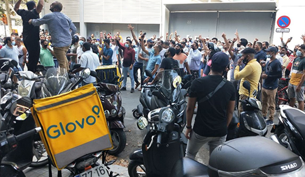 Protesta de trabajadores de Glovo