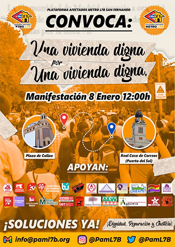 Manifestación vivienda digna. 8 de enero de 2023, San Fernando de Henares (Madrid)