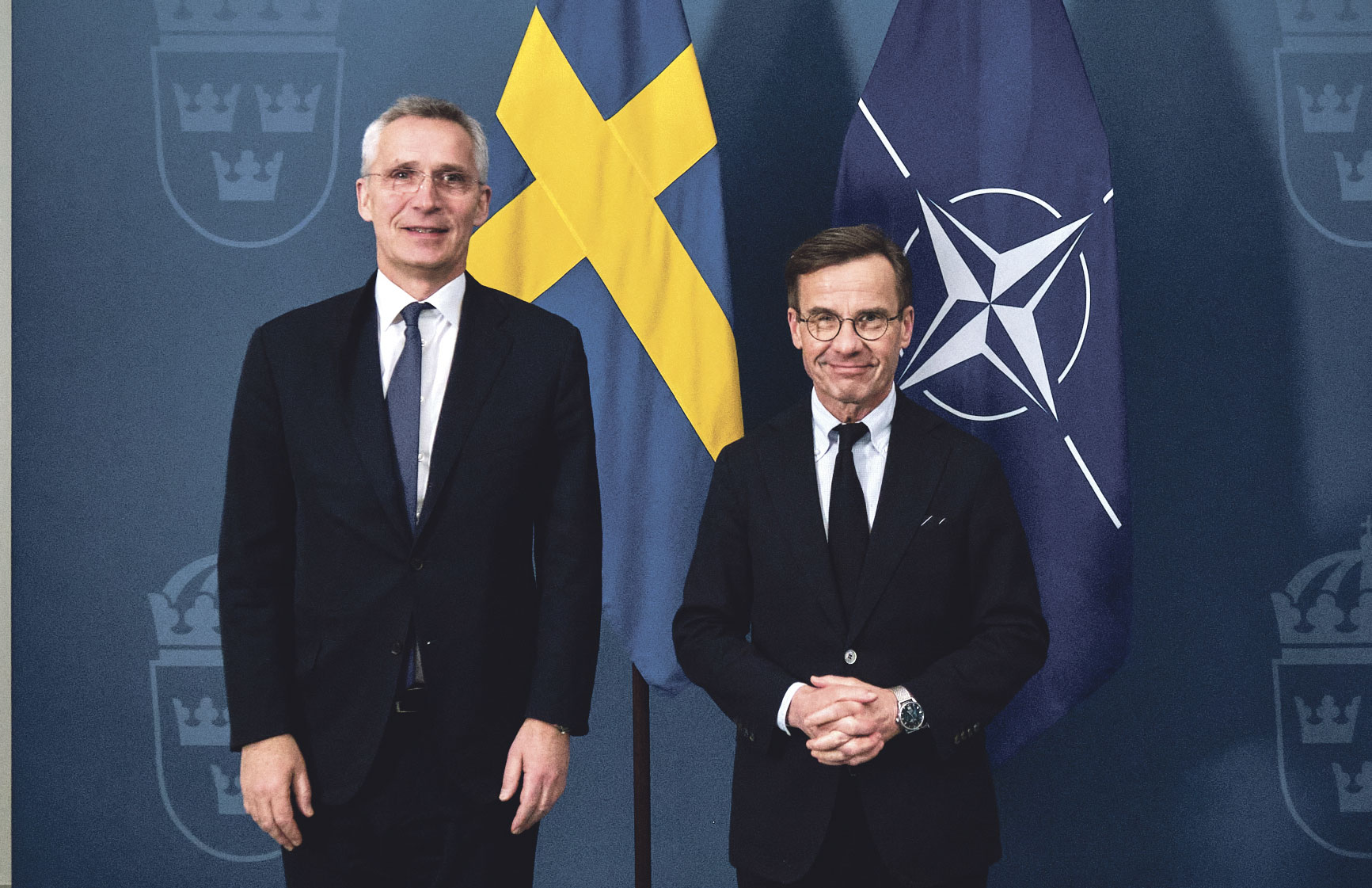 Sec. Gral. OTAN Jens Stoltenberg y primer ministro sueco, Ulf Kristerssons, 8 marzo 2023