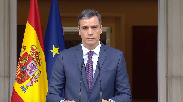 Pedro Sánchez en la comparecencia anunciando el adelanto de las elecciones generales para el 23 de julio | Imagen: lamoncloa.gob.es