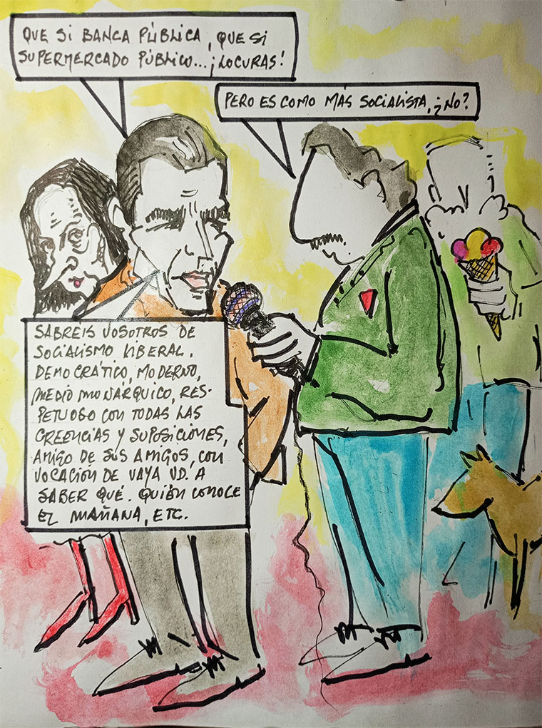 Viñeta de Vicente Ruiz Fernández. Banca Pública, Supermercados Públicos...