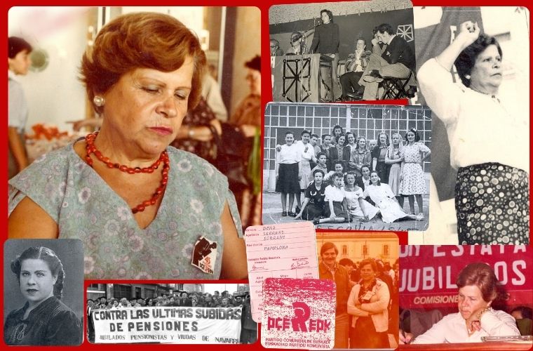 Combo de imágenes de la comunista navarra Dora Serrano.