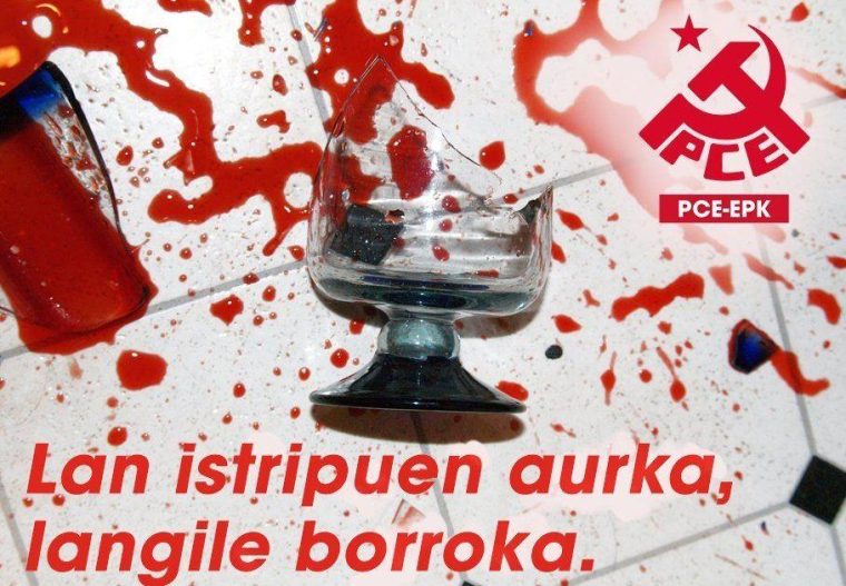 Cartel contra los accidentes laborales del PCE-EPK.