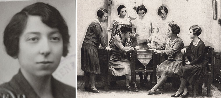 Jimena Quirós, segunda por la izquierda, junto a sus compañeras en una reunión del Comité de Juventud Universitaria Femenina | Foto: Alfonso / Revista Esfera. 1928 / Dominio Público