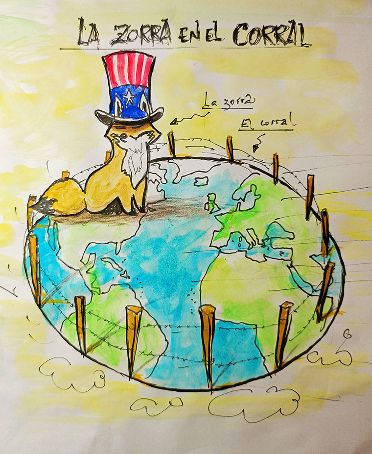 Viñeta de Vicente Ruiz. La zorra en el corral