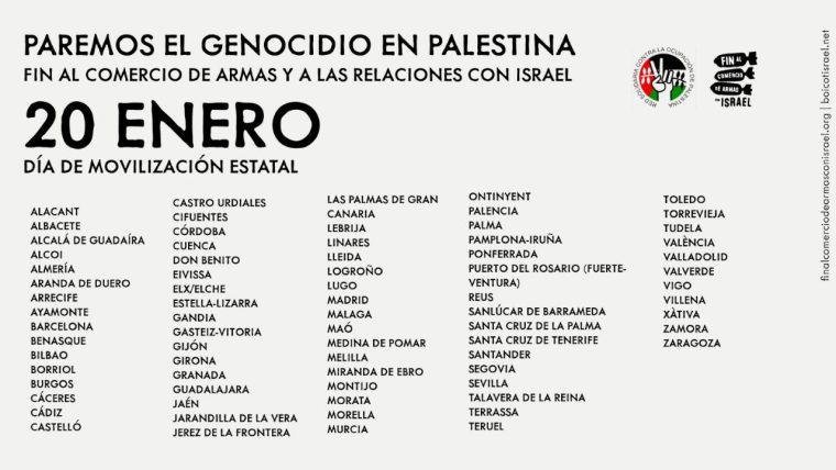 Paremos el genocidio en Palestina. Movilización el 20 de enero de 2024