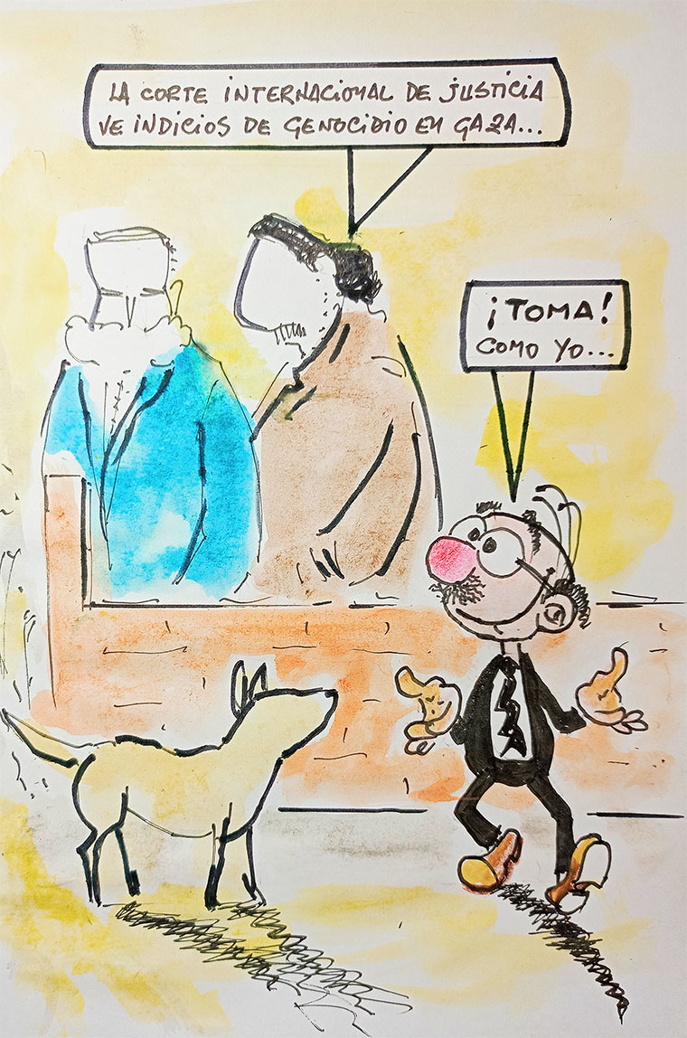 Viñeta de Vicente Ruiz. Corte Internacional de Justicia