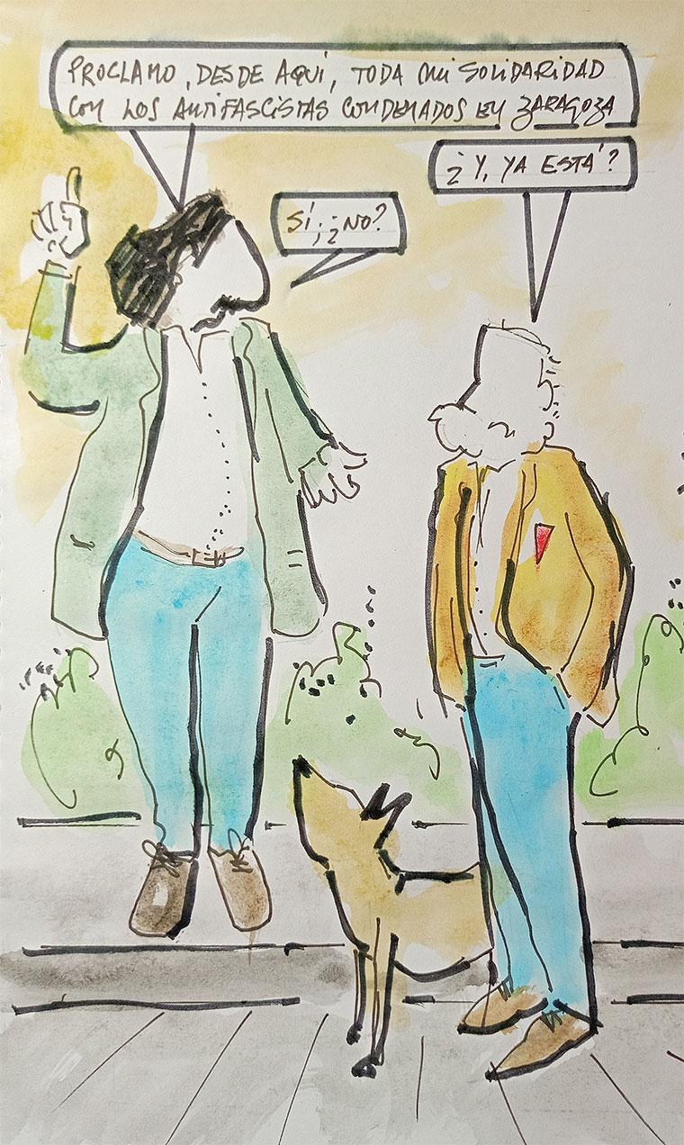 Viñeta Vicente Ruiz. Solidaridad con los antifascistas condenados en Zaragoza