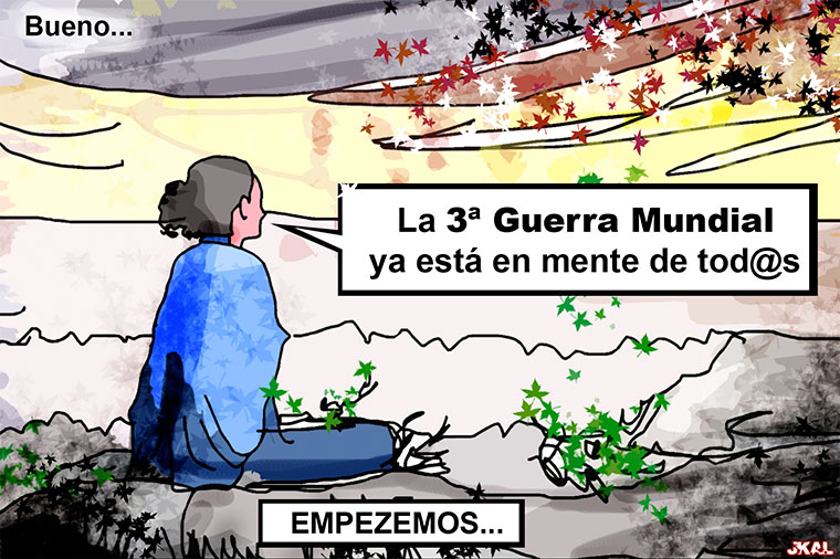 Viñeta de Juan Kalvellido. Tambores de guerra