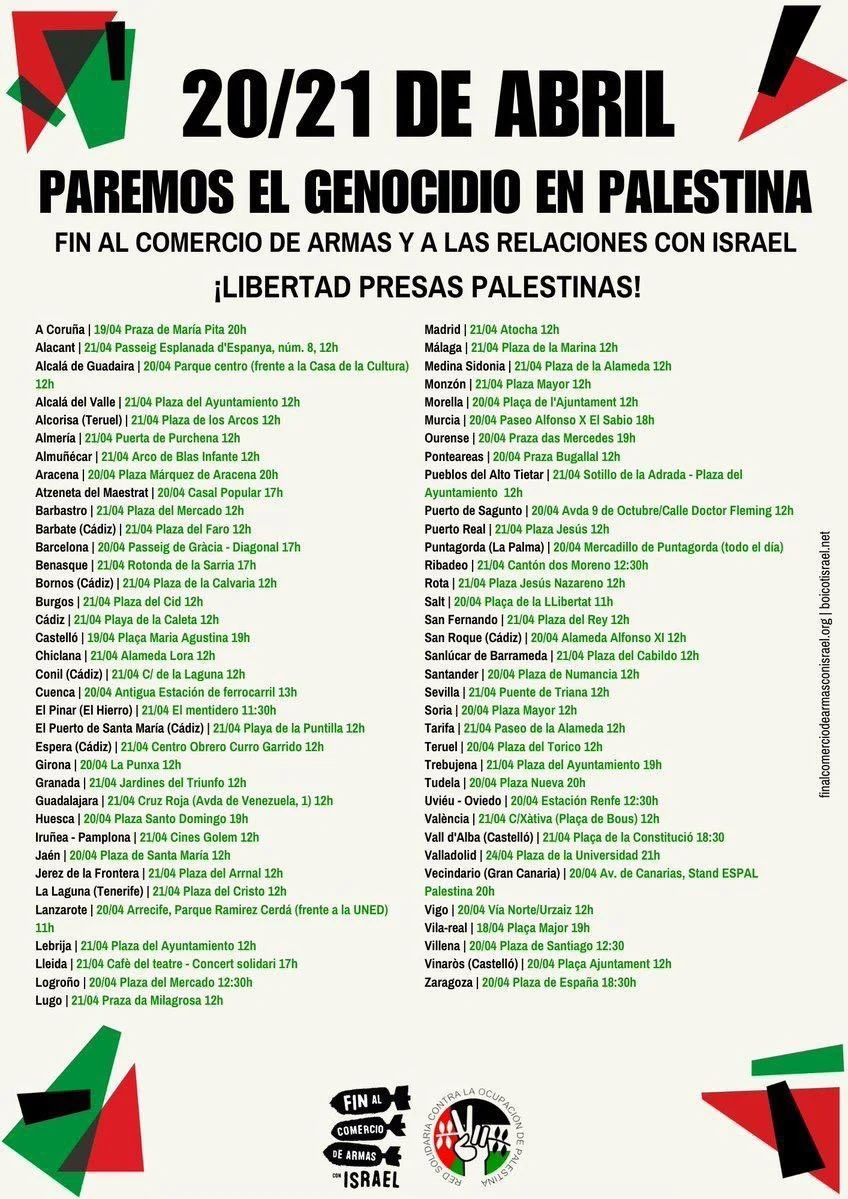 20/21 de abril de 2024. Manifestaciones "Paremos el genocidio en Palestina".