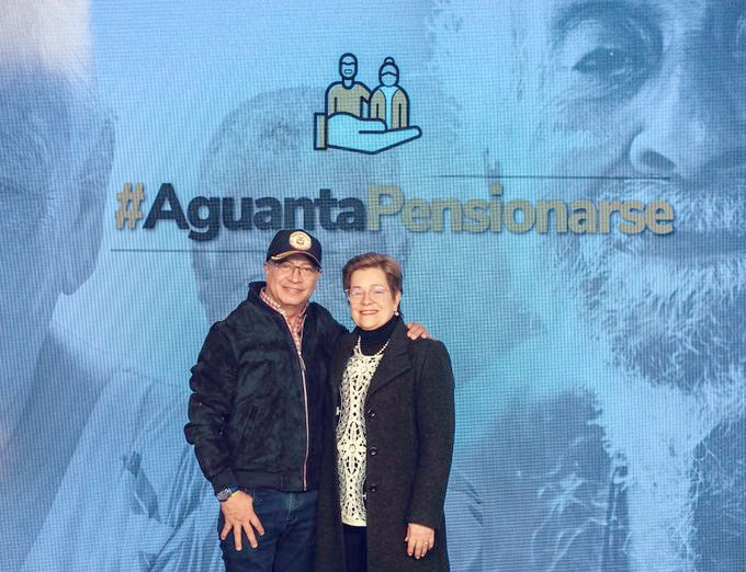 Reforma de las pensiones en Colombia. El presidente Gustavo Petro y la ministra de Trabajo de Colombia Gloria Ramírez Ríos