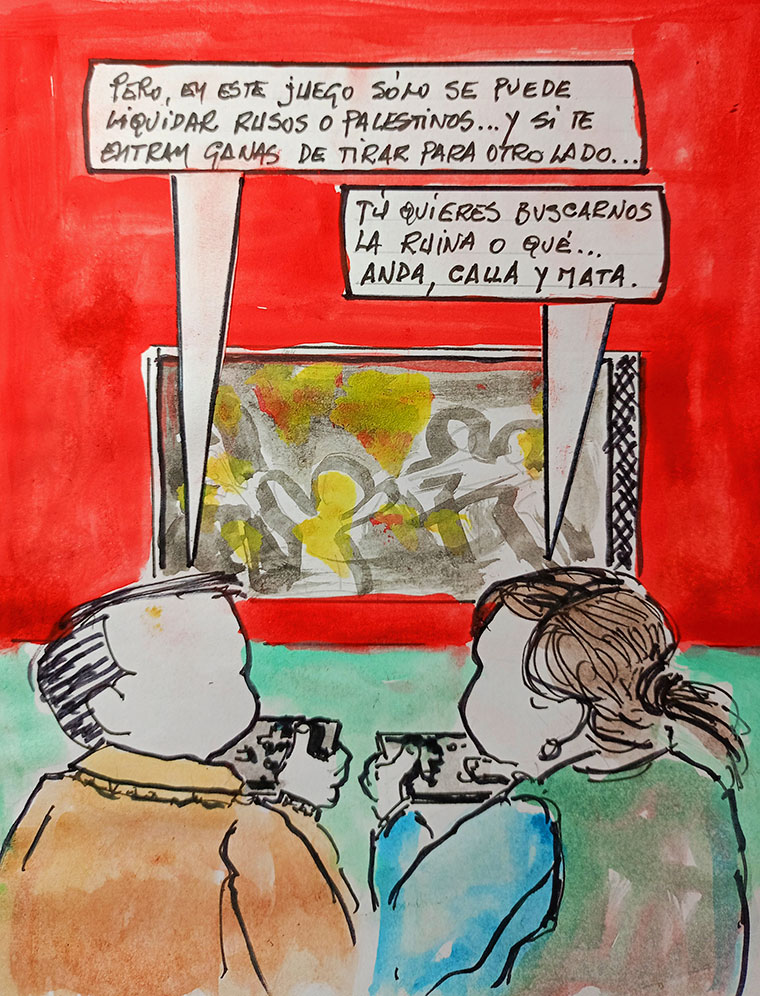 Viñeta de Vicente Ruiz. Liquidar rusos o palestinos