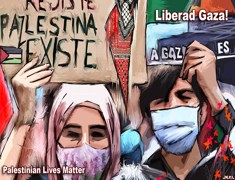 Viñeta de Juan Kalvellido. Resiste pazlestina existe