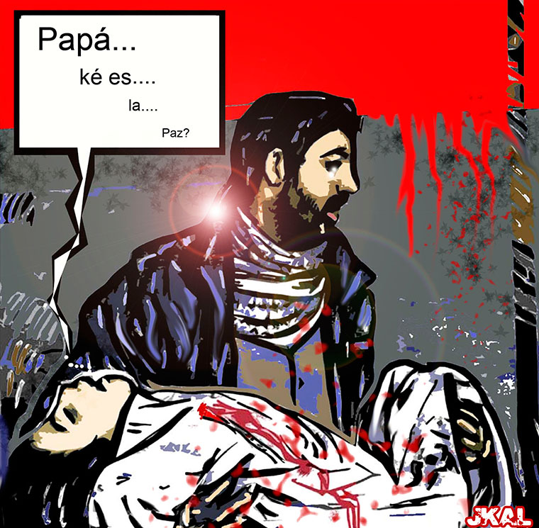 Viñeta de Kalvellido. Papá, ké es la paz
