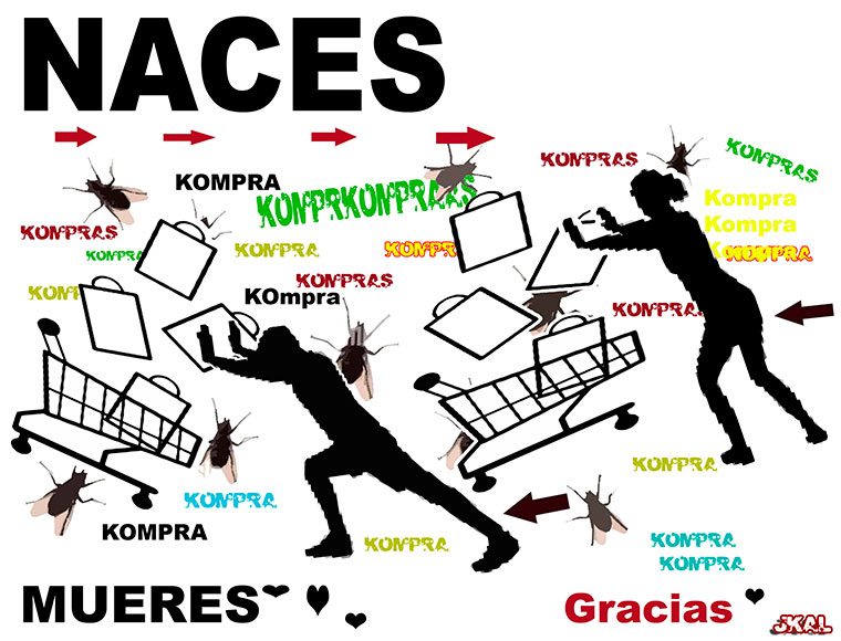 Viñeta de Kalvellido. Nacer Komprar Morir