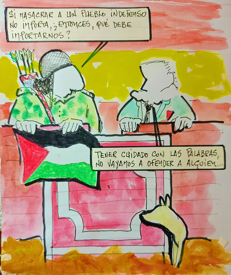 viñeta de Vicente Ruiz. Masacrar a un pueblo indefenso