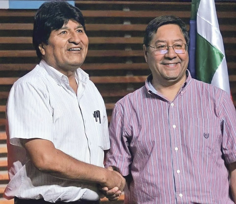 Evo Morales y Luis Arce tras el triunfo del MAS en las elecciones de 2020 | Foto: facebook.com/LuchoXBolivia