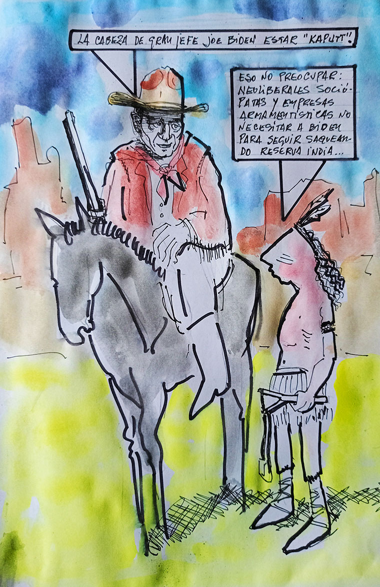 Viñeta de Vicente Ruiz. Con Biden o sin Biden el saqueo continúa