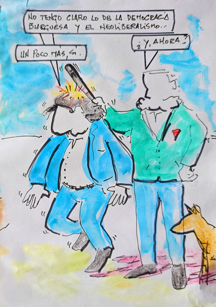Viñeta de Vicente Ruiz: "No tengo clara lo de la democracia burguesa y el neoliberalismo"