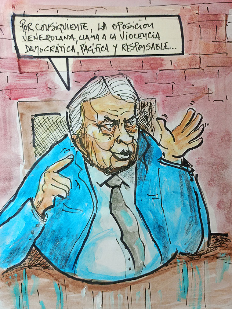Viñeta de Vicente Ruiz: "Felipe González... por consiguiente"