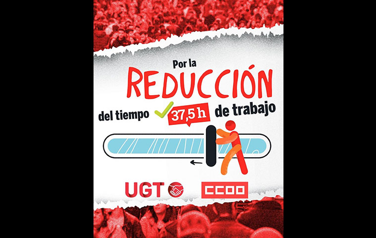 Cartel de las movilizaciones del 26 de septiembre por la reducción de la jornada laboral a 37,5 horas semanales