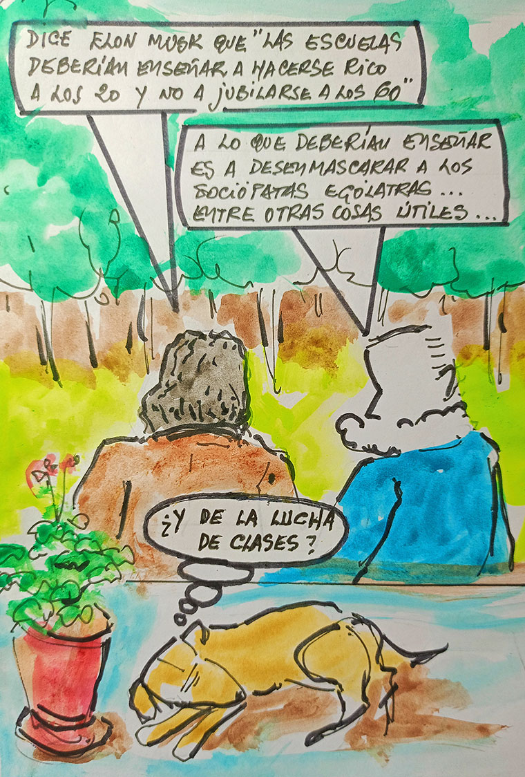 Viñeta de Vicente Ruiz. Elon Musk y la lucha de clases.