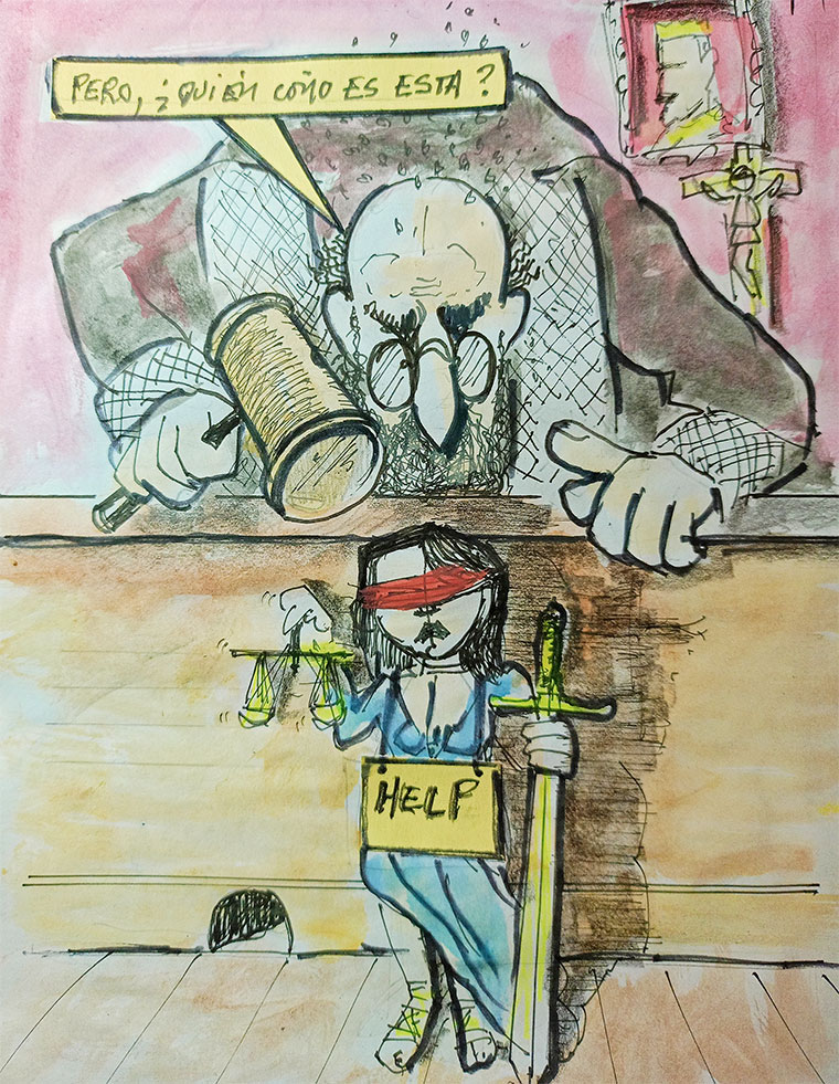 Viñeta de Vicente Ruiz Fernández: ¡Help...Justicia!
