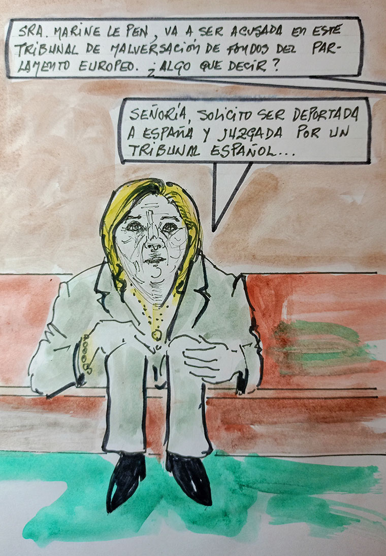 Viñeta de Vicente Ruiz: "Juzgar a Le Pen"