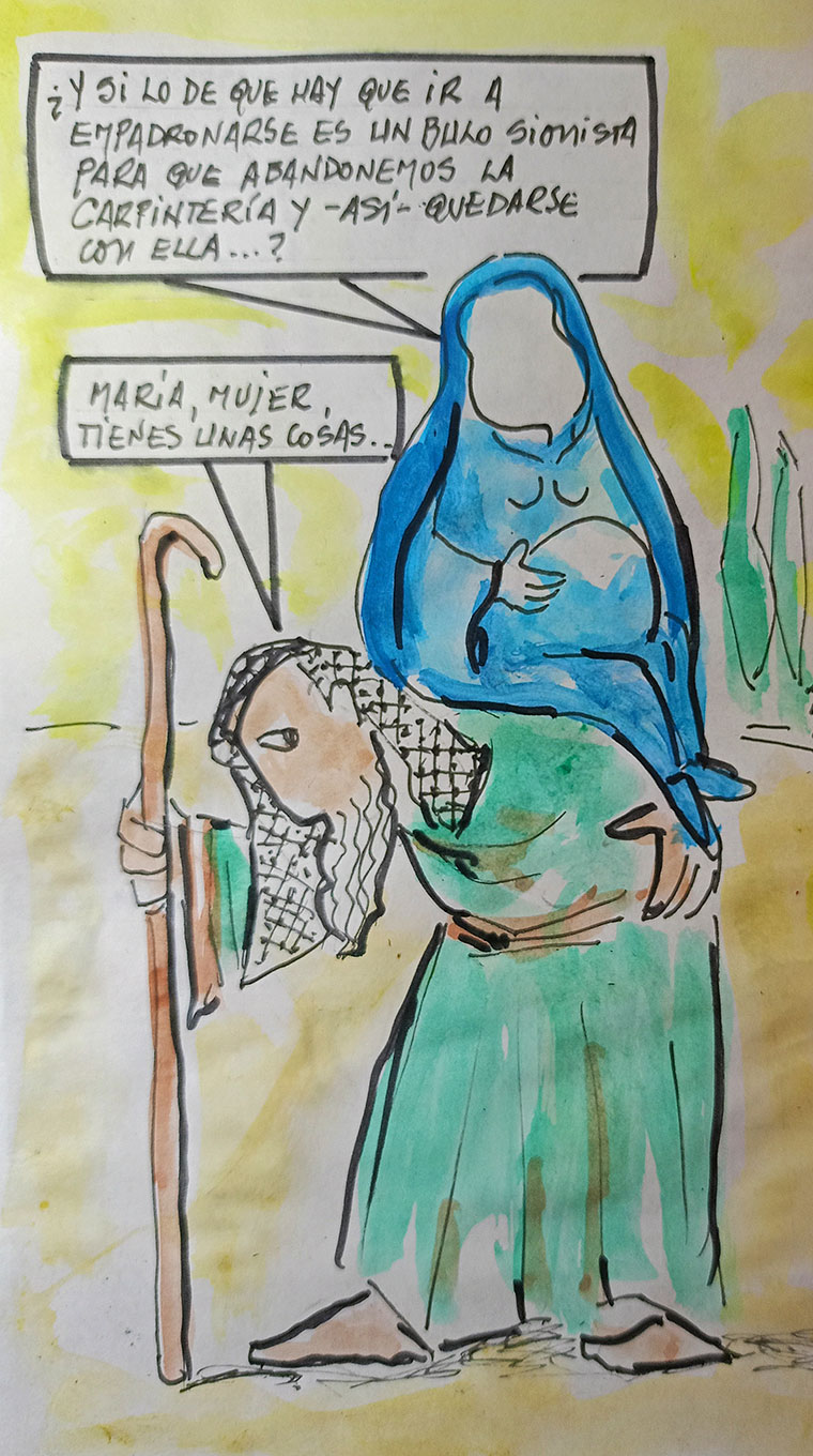 Viñeta de Vicente Ruiz: "José el carpintero y el latrocinio sionista"