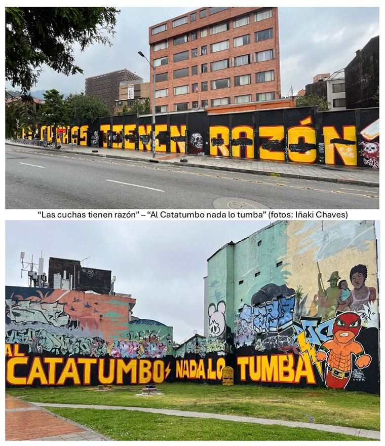 Pintadas a favor de las cuchas y del Catatumbo en Bogotá (fotos: Iñaki Chaves)