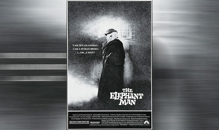 Cartel de la película de David Lynch "El hombre elefante"