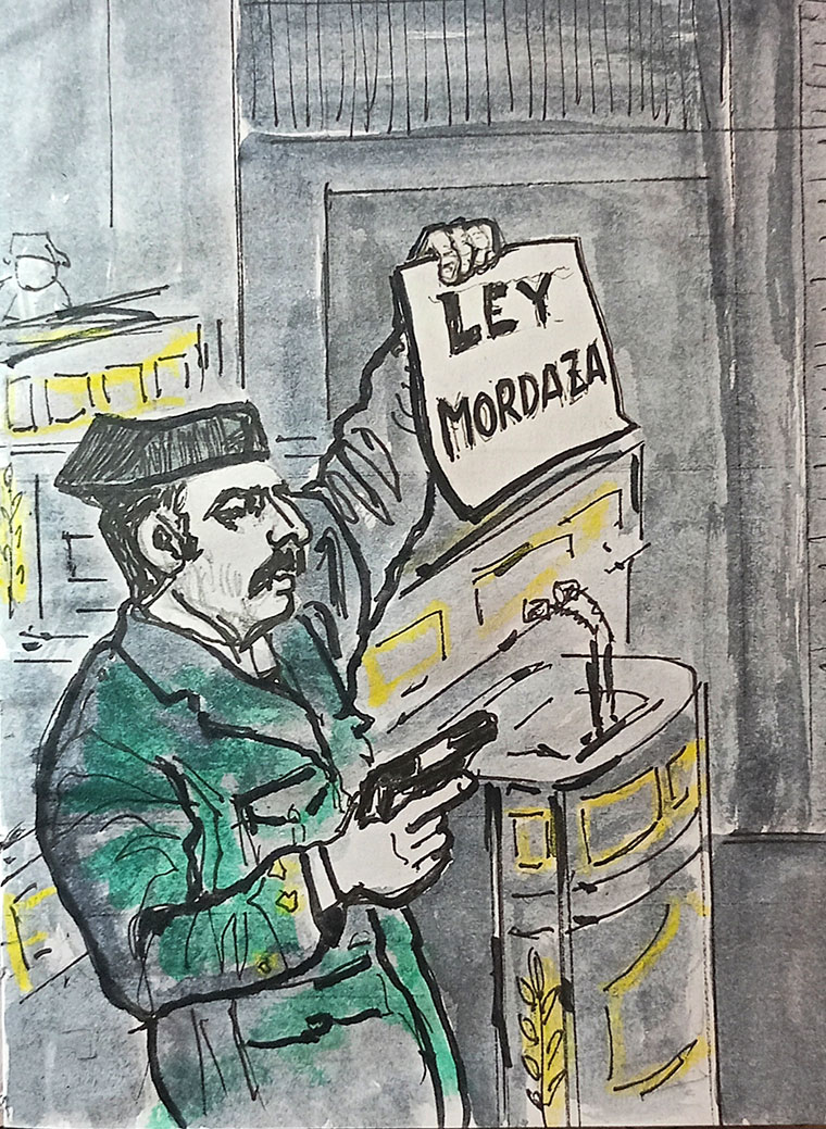Viñeta de Vicente Ruiz Fernández: "Ley mordaza"