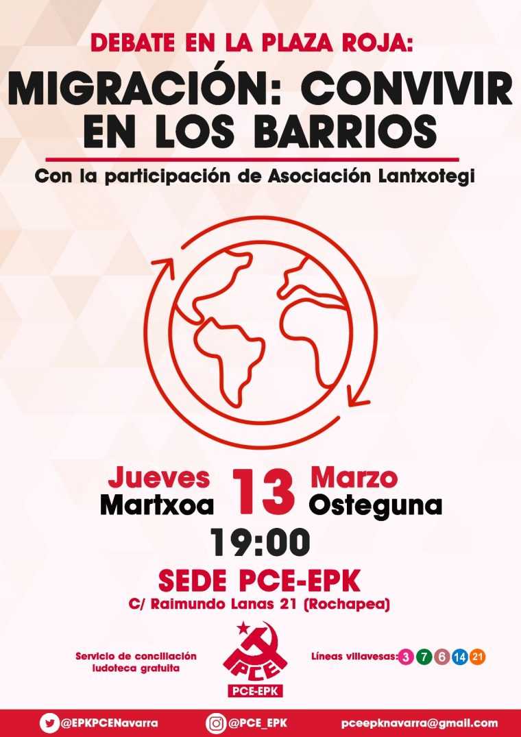 Cartel del debate organizado por el PCE-EPK de Navarra.
