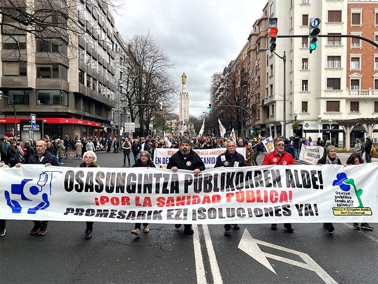 Movilización por la Sanidad Pública Vasca en Bilbao el pasado 1 de febrero | Foto: Ezker Anitza