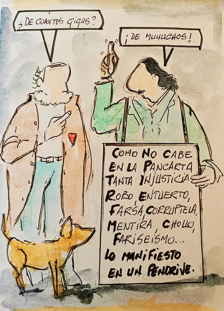 Viñeta de Vicente Ruiz: "Tanta injusticia no cabe en una pancarta"