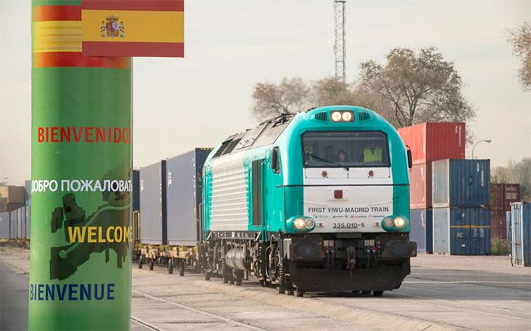 Llegada a Madrid en diciembre de 2014 del tren procedente de Yiwu (China)