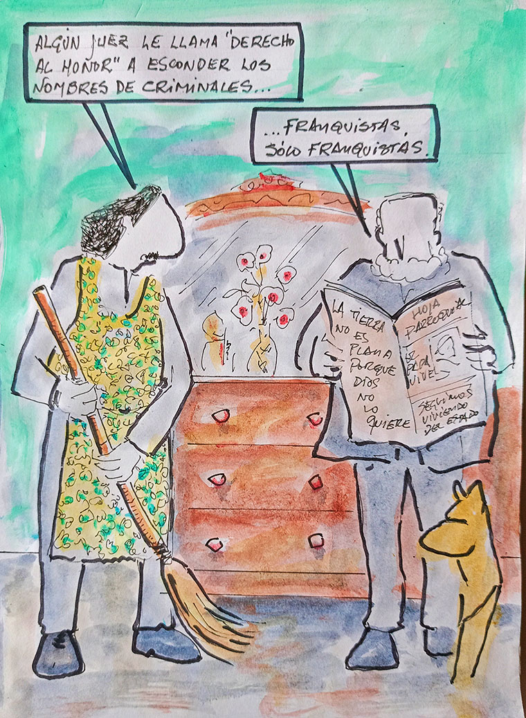 Viñeta de Vicente Ruiz: "Los nombres de los criminales franquistas"