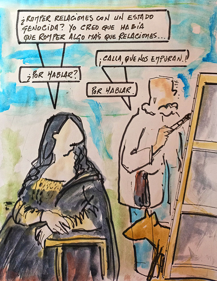 Viñeta de Vicente Ruiz: "Romper relaciones con un Estado genocida"