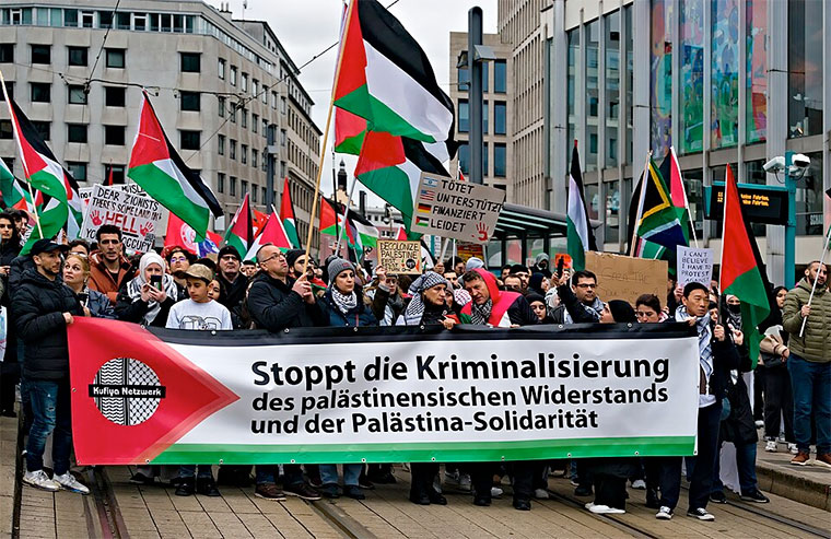 Manifestación de solidaridad con Palestina en Frankfurt (Alemania) febrero 2024 | Foto: conceptphoto.info / CC BY 2.0 / Wikimedia commons