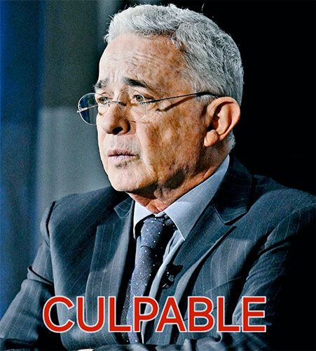 Expresidente colombiano Álvaro Uribe declarado culpable