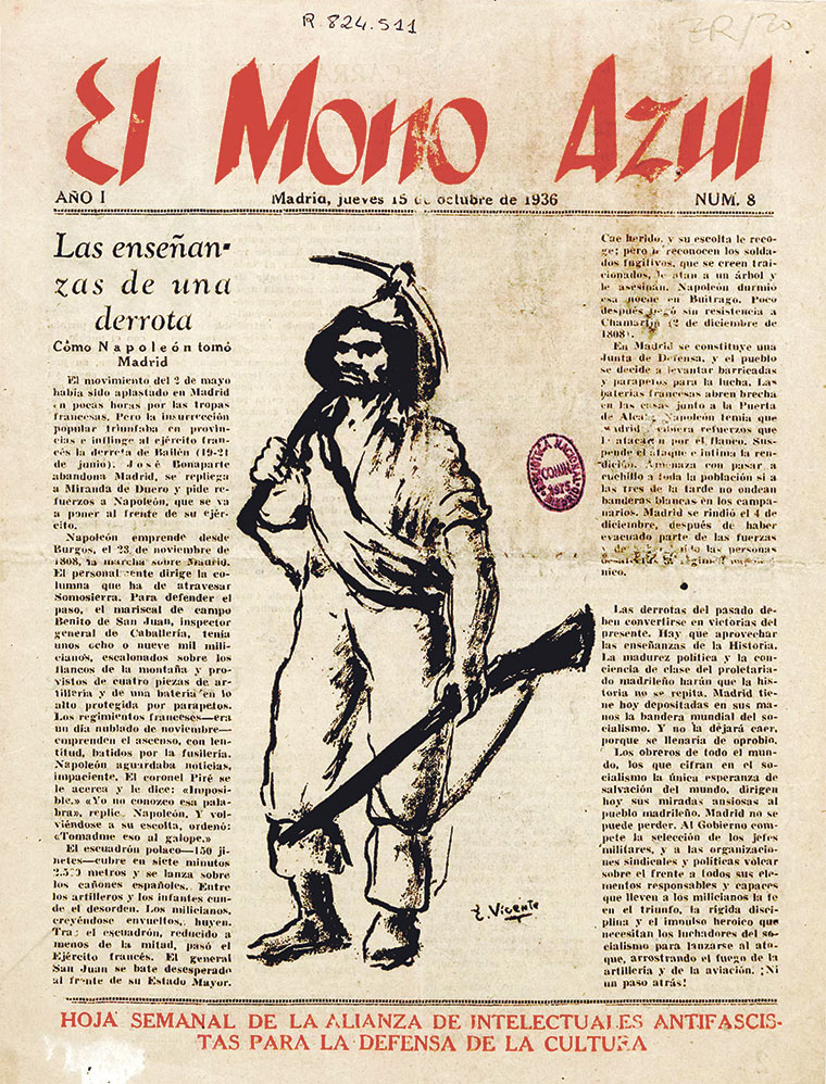 Portada de la edición Nº8 de El Mono Azul, 15 de octubre de 1936 | hemerotecadigital.bne.es
