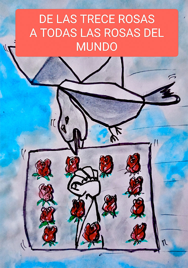 Viñeta de Vicente Ruiz: "De las trece rosas a todas las rosas del mundo"