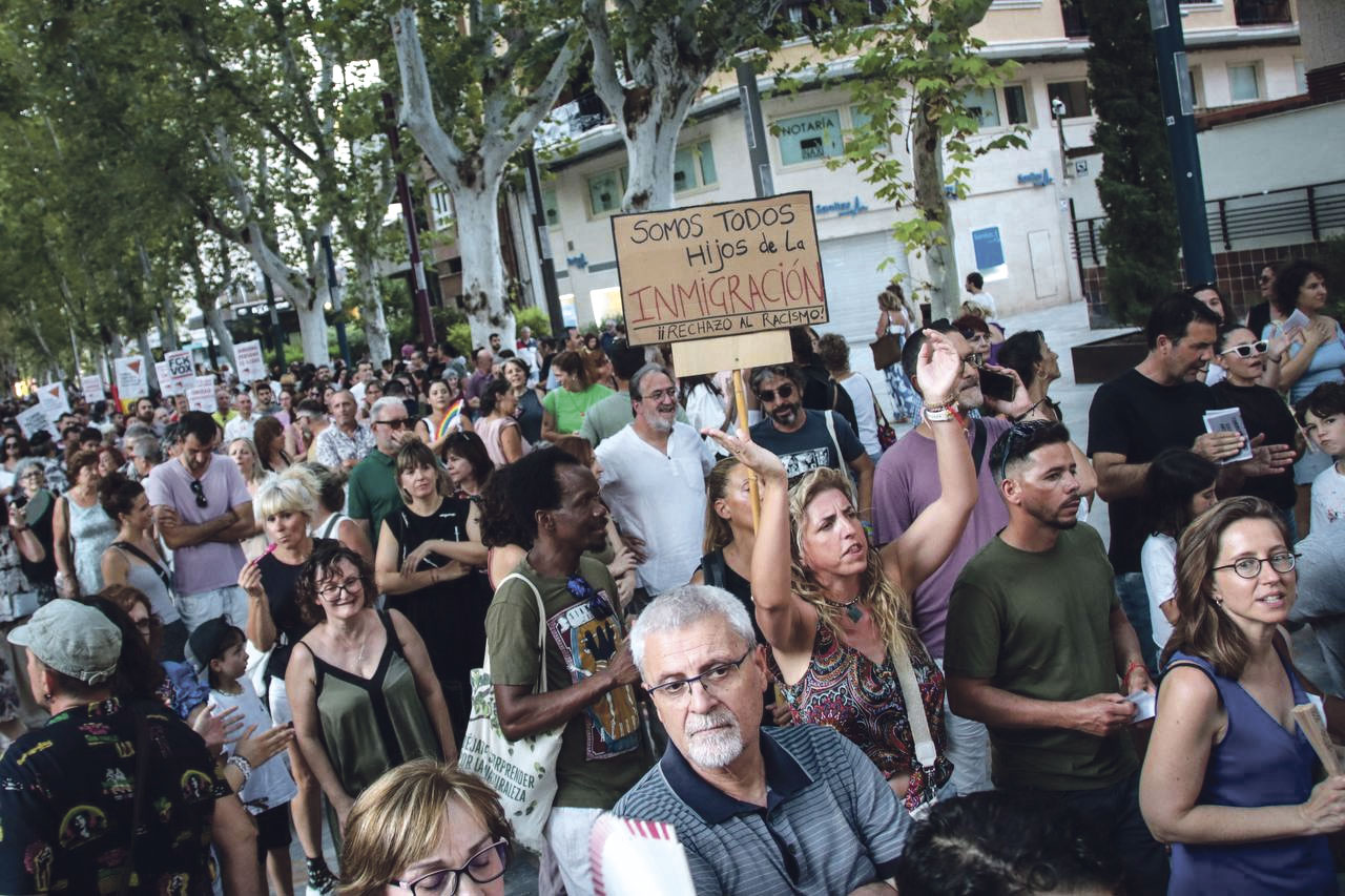 Manifestación de respuesta ciudadana del pasado 21 de julio en Murcia tras los ataques racistas y fascistas en Torrepacheco | Olmo Calvo