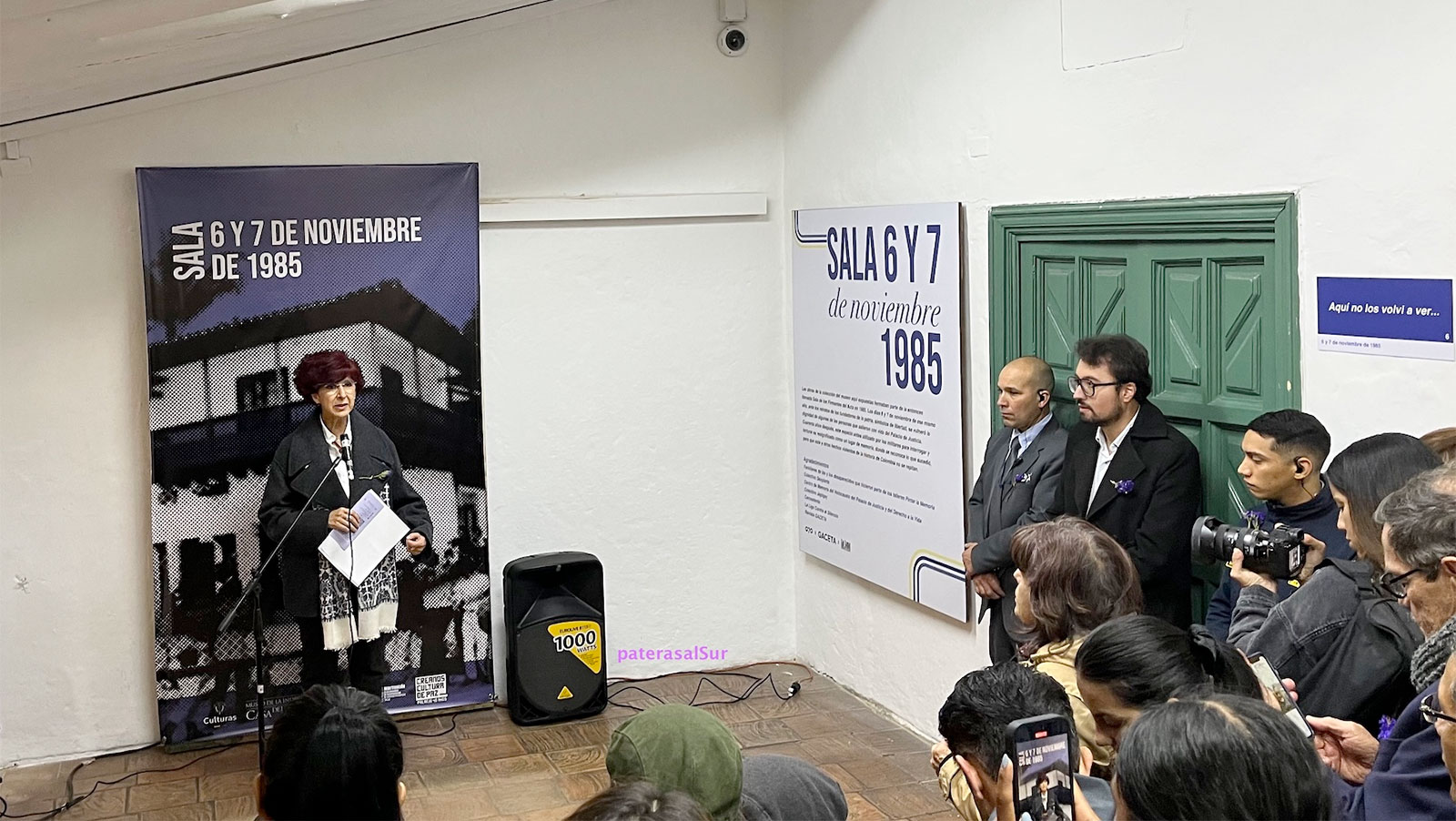 Elvira Pinzón, directora del Museo de la Independencia, Casa del Florero, durante la inauguración de la sala “6 y 7 de noviembre de 1985” | Foto: Iñaki Chaves