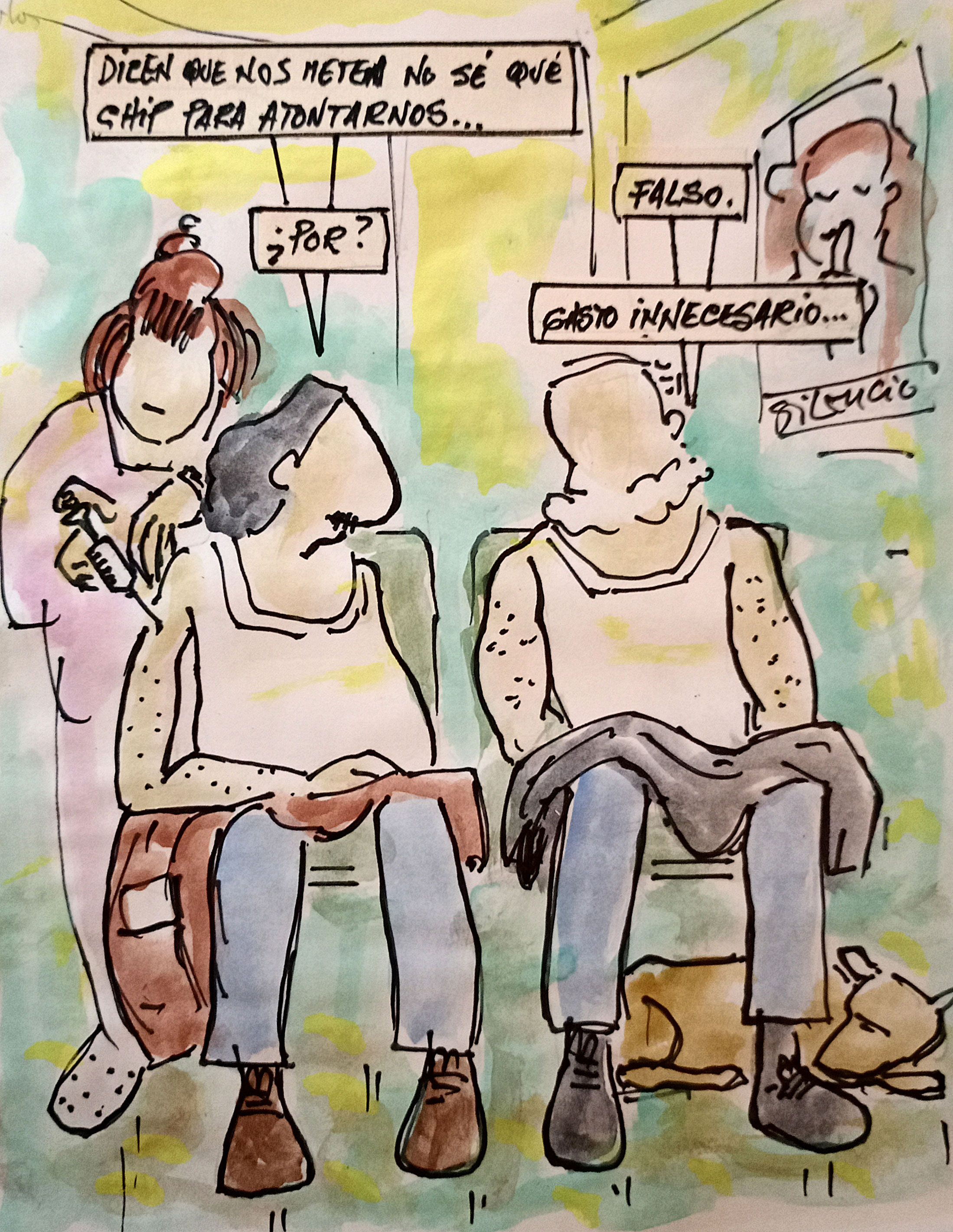 Viñeta de Vicente Ruiz: "Nos meten no sé qué chip"