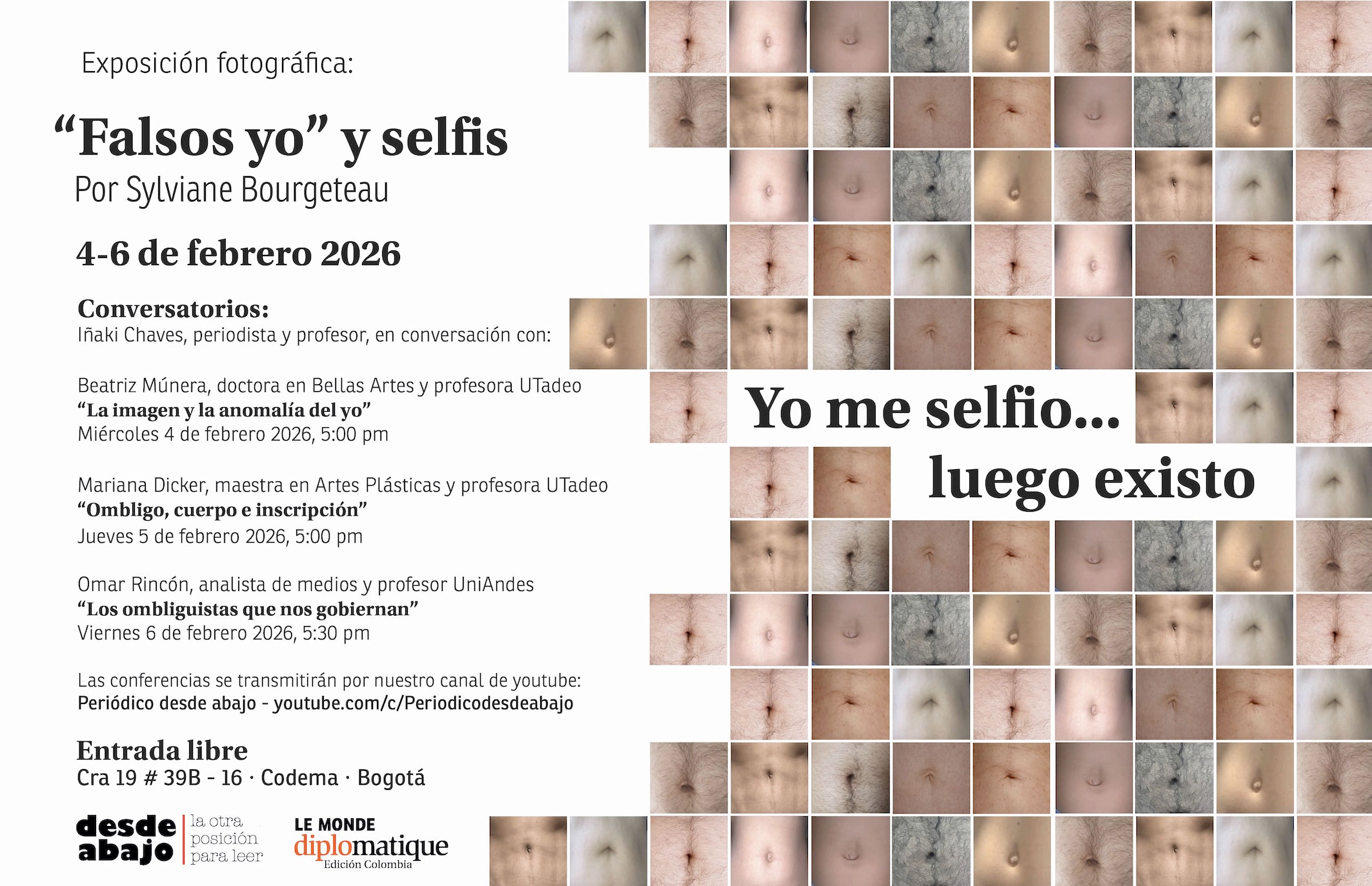 Cartel de la exposición y las charlas: "Falsos yo" y selfies