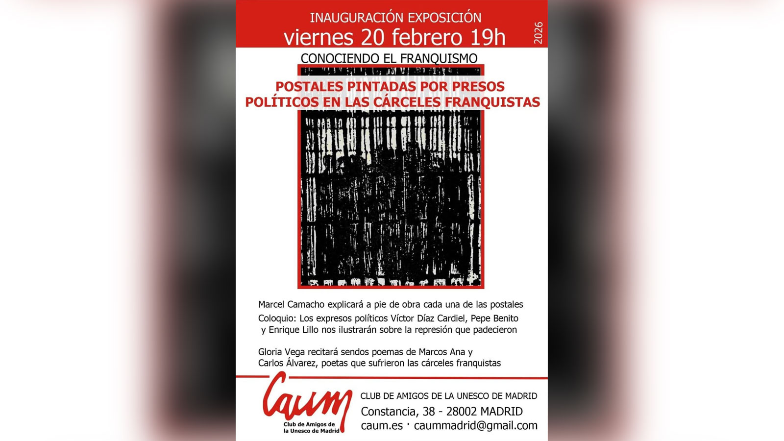 Postales pintadas por presos políticos en las cárceles franquistas. Acto en el CAUM