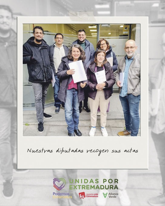 Diputadas y diputados de Unidas por Extremadura recogieron sus actas el pasado 14 de enero | Fuente: @Unidasporext