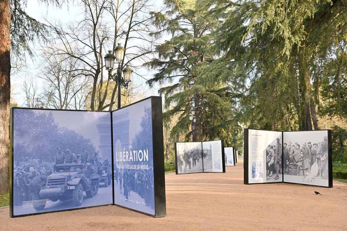 Paneles de la exposición: "1945. LIBÉRATION. Tras las huellas de La Nueve" | Fuente: @PatrimNacional