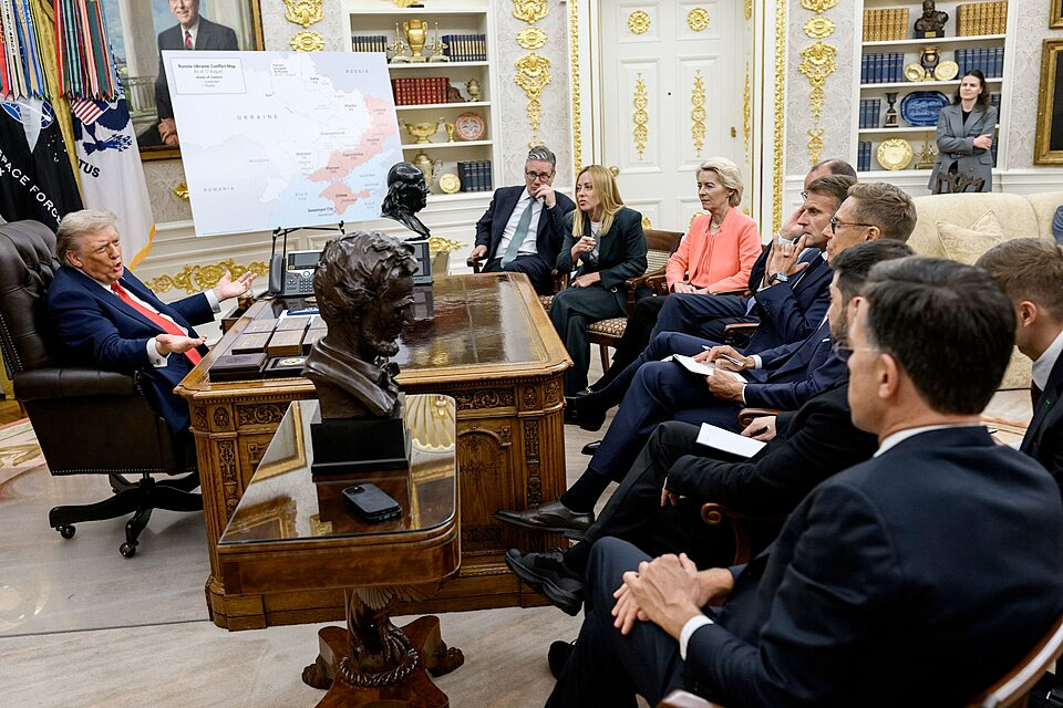 Líderes europeos con Trump en la Casa Blanca (agosto 2025) | Fuente: The White House / Public domain